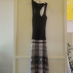 Guess by Marciano Black Bodice White & Black Patterned Maxi Dress